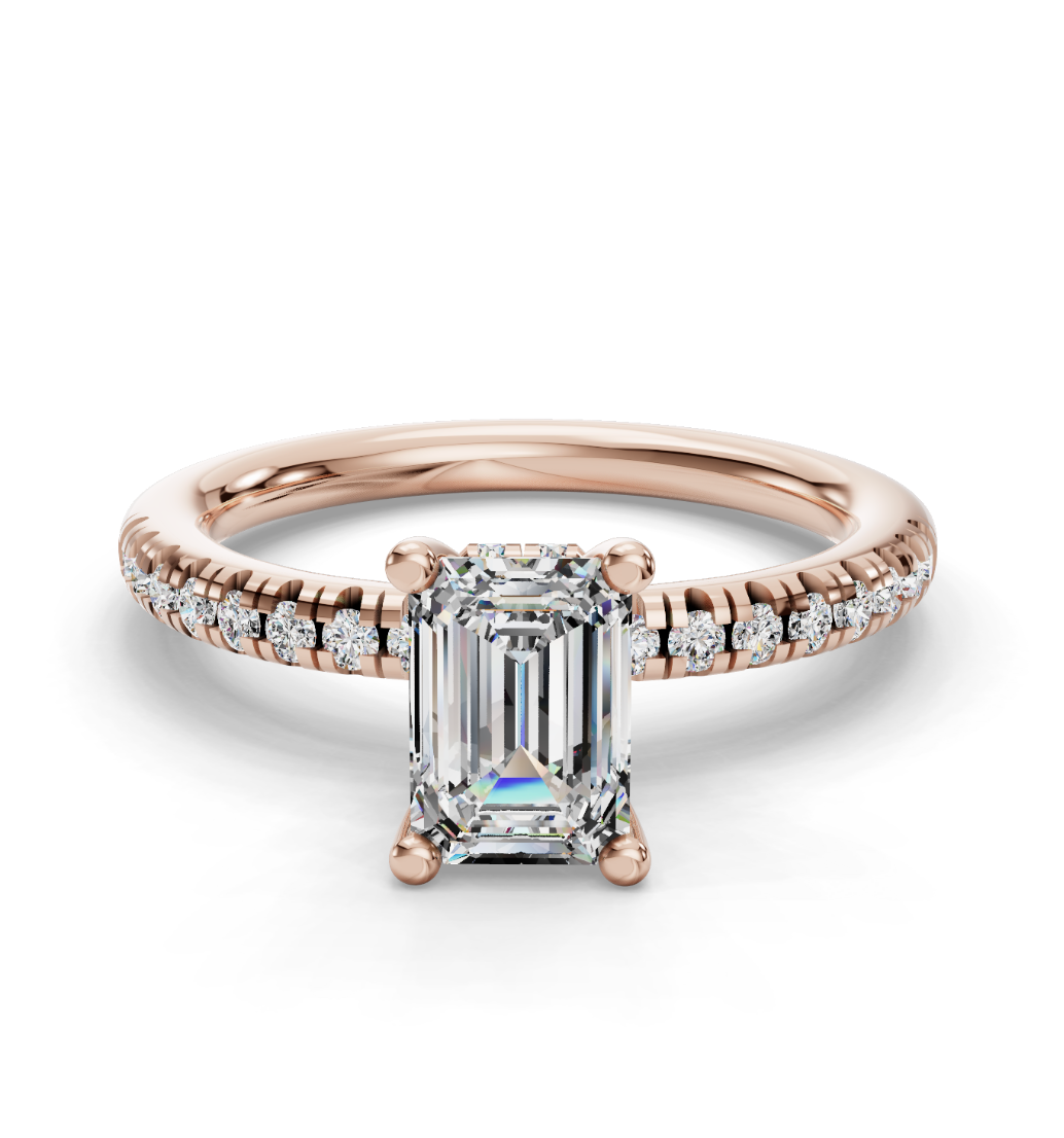EMERALD ACCENTED PAVE HIDDEN HALO RING
