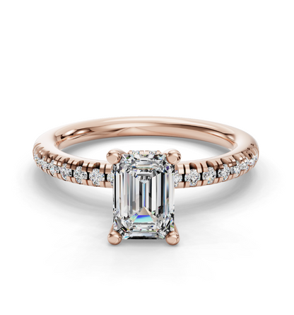 EMERALD ACCENTED PAVE HIDDEN HALO RING