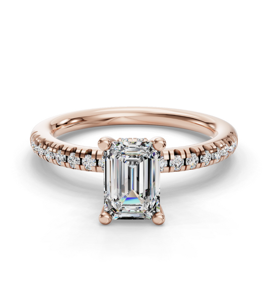 EMERALD ACCENTED PAVE HIDDEN HALO RING