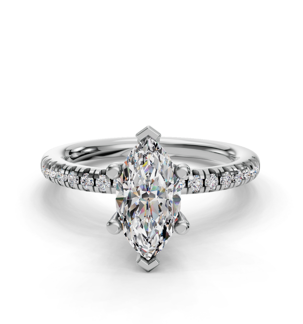 MARQUISE ACCENTED PAVE HIDDEN HALO RING