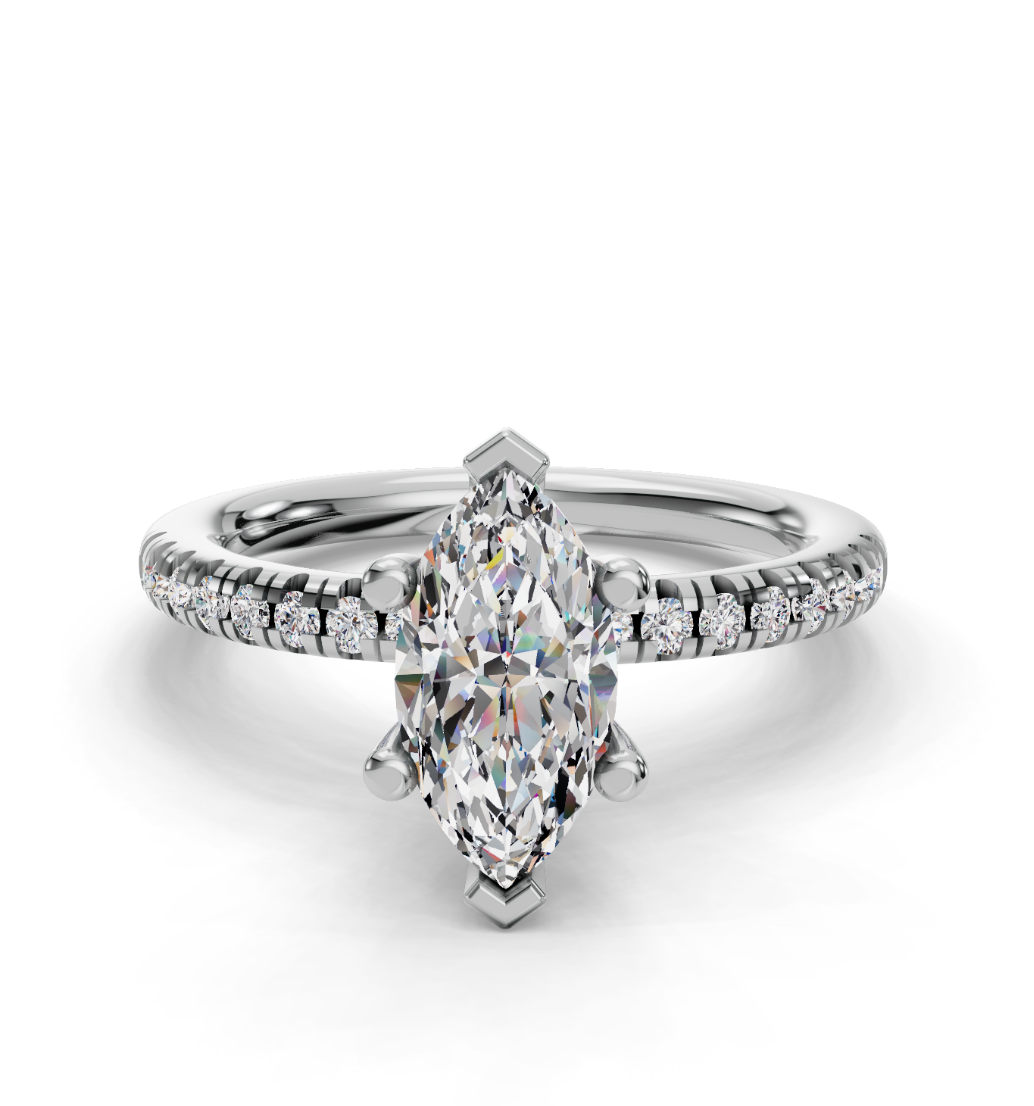 MARQUISE ACCENTED PAVE HIDDEN HALO RING