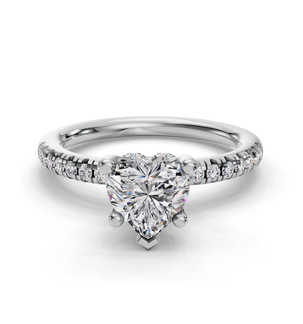 HEART ACCENTED PAVE HIDDEN HALO RING