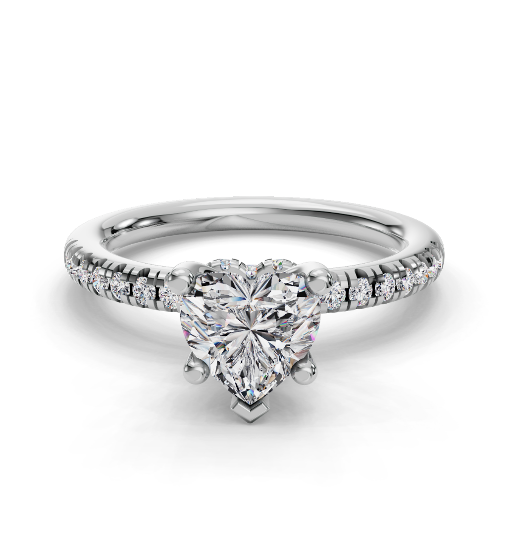 HEART ACCENTED PAVE HIDDEN HALO RING
