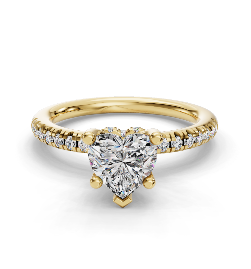 HEART ACCENTED PAVE HIDDEN HALO RING