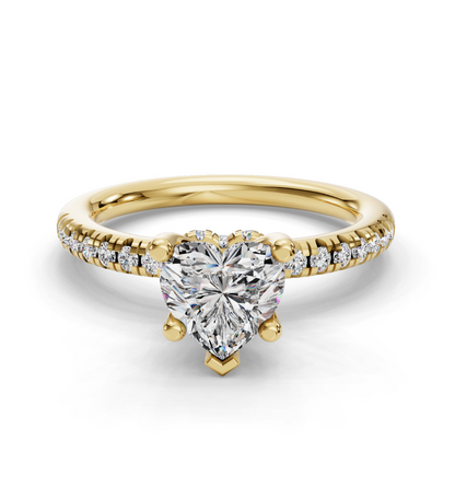 HEART ACCENTED PAVE HIDDEN HALO RING