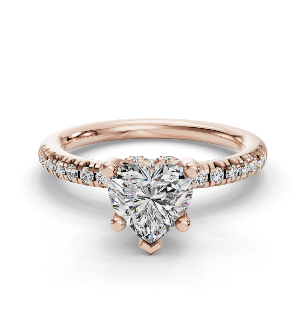 HEART ACCENTED PAVE HIDDEN HALO RING