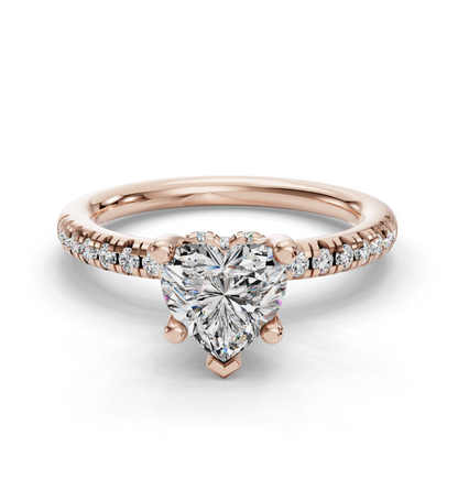 HEART ACCENTED PAVE HIDDEN HALO RING