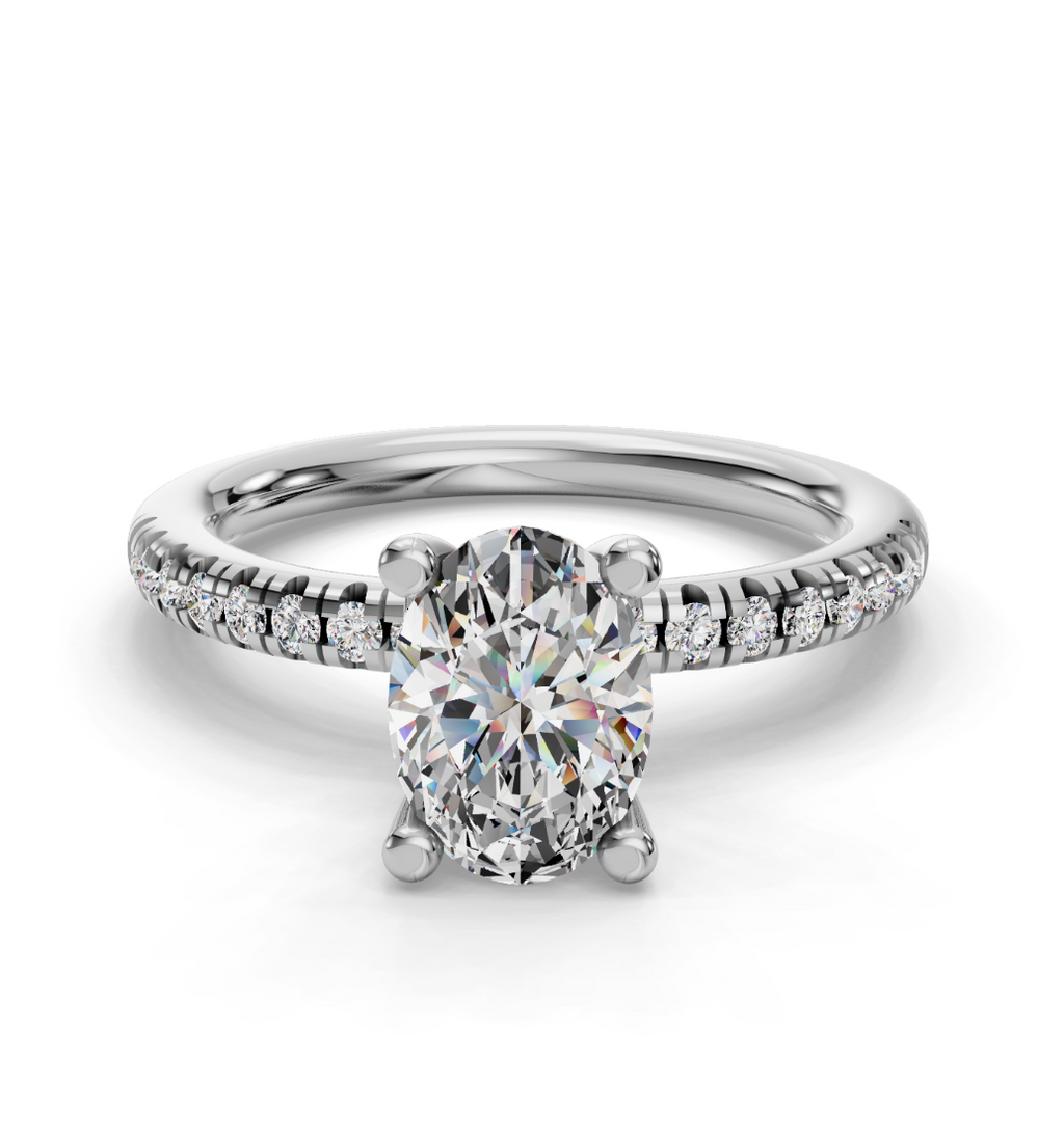 OVAL ACCENTED PAVE HIDDEN HALO RING