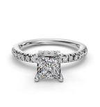 PRINCESS ACCENTED PAVE HIDDEN HALO RING