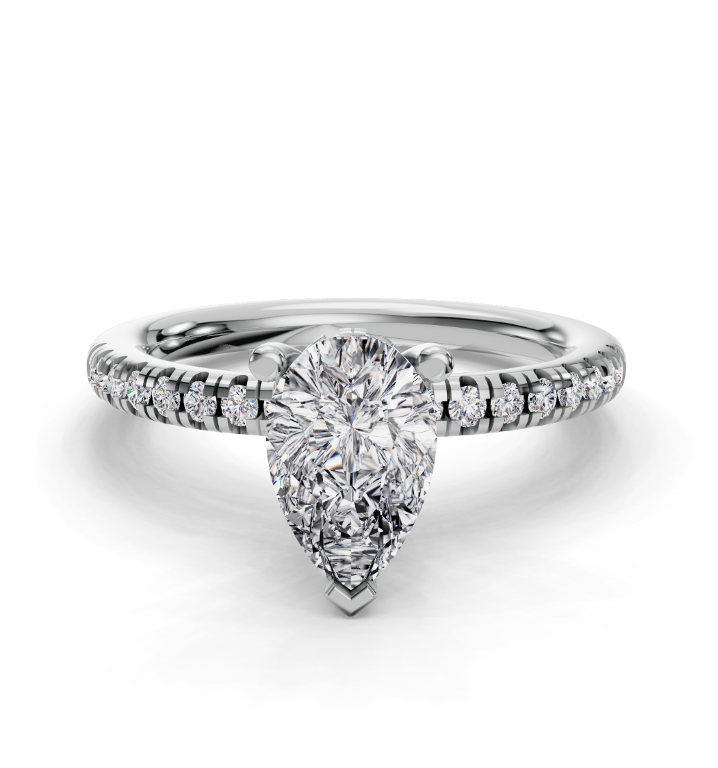 PEAR ACCENTED PAVE HIDDEN HALO RING