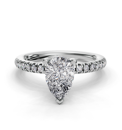 PEAR ACCENTED PAVE HIDDEN HALO RING