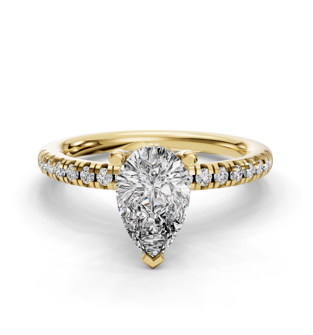 PEAR ACCENTED PAVE HIDDEN HALO RING