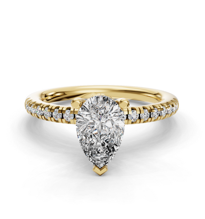 PEAR ACCENTED PAVE HIDDEN HALO RING