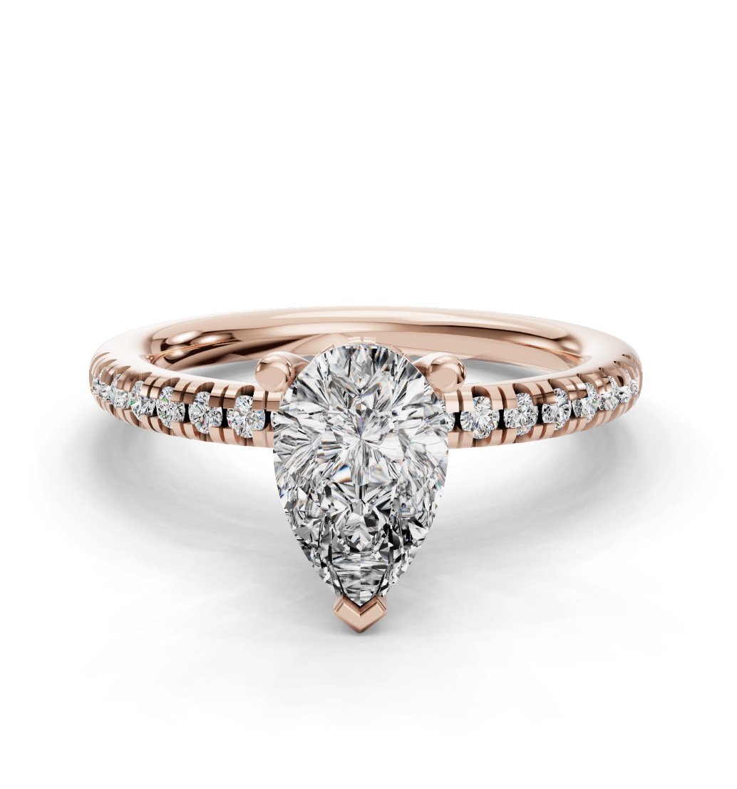 PEAR ACCENTED PAVE HIDDEN HALO RING