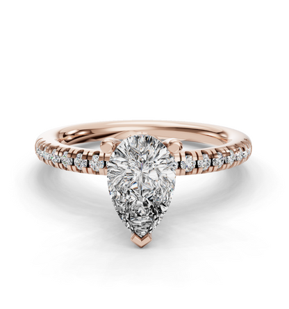 PEAR ACCENTED PAVE HIDDEN HALO RING