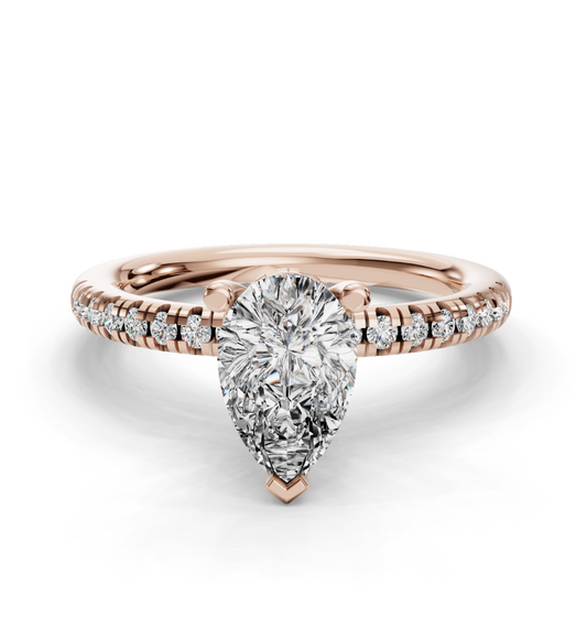 PEAR ACCENTED PAVE HIDDEN HALO RING
