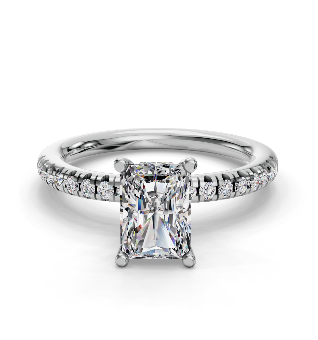 RADIANT ACCENTED PAVE HIDDEN HALO RING
