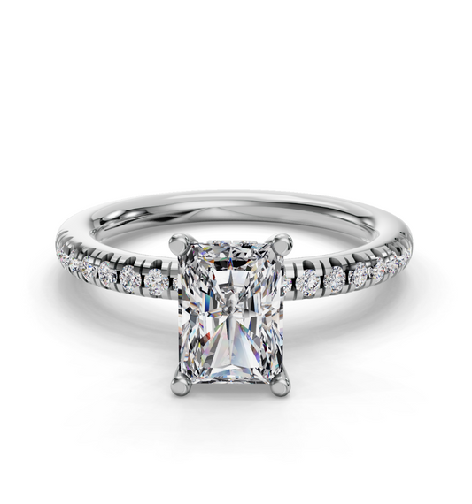 RADIANT ACCENTED PAVE HIDDEN HALO RING