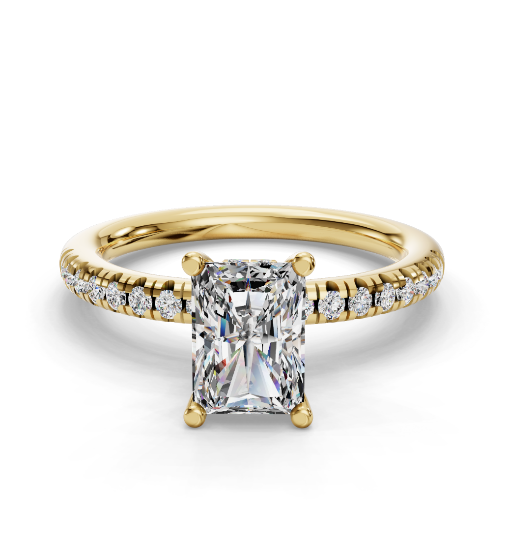 RADIANT ACCENTED PAVE HIDDEN HALO RING