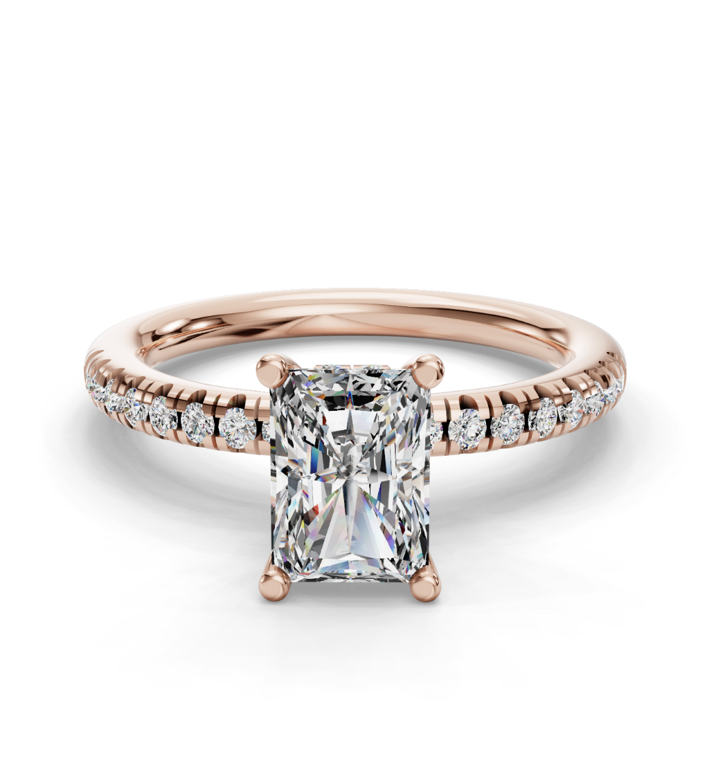 RADIANT ACCENTED PAVE HIDDEN HALO RING