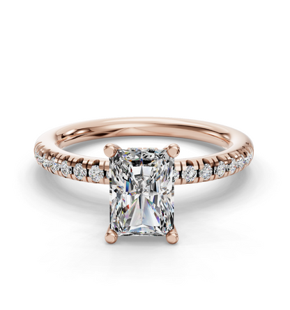 RADIANT ACCENTED PAVE HIDDEN HALO RING