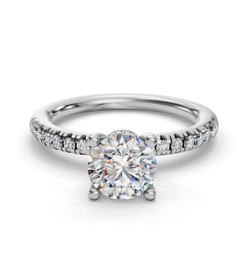 ROUND ACCENTED PAVE HIDDEN HALO RING