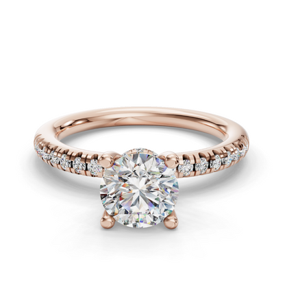 ROUND ACCENTED PAVE HIDDEN HALO RING