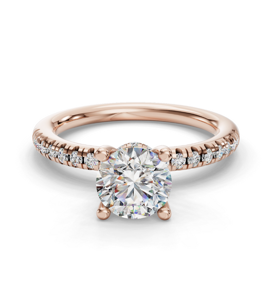 ROUND ACCENTED PAVE HIDDEN HALO RING