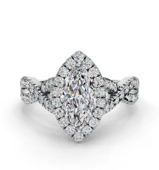 MARQUISE NATURE INSPIRED HALO RING - M&D Signature Jewels