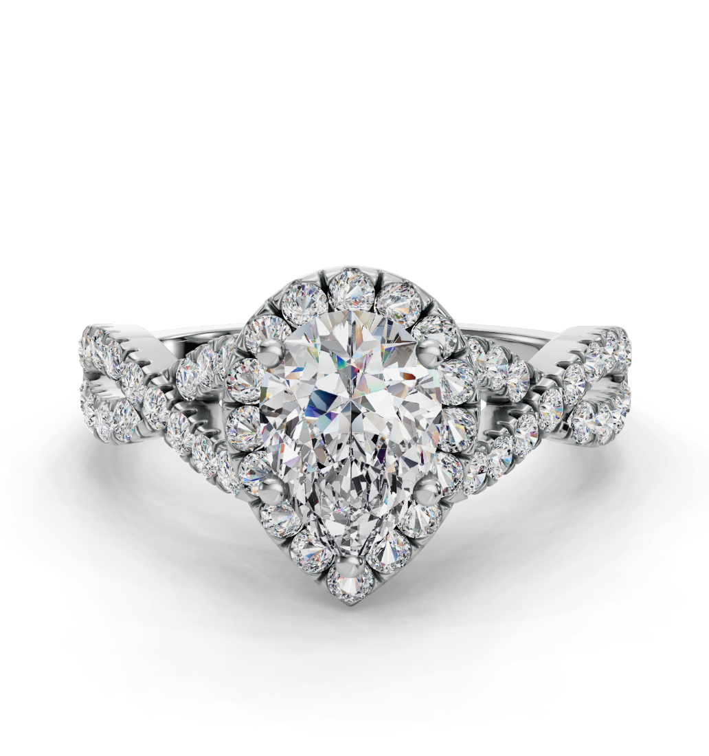 PEAR NATURE INSPIRED HALO RING