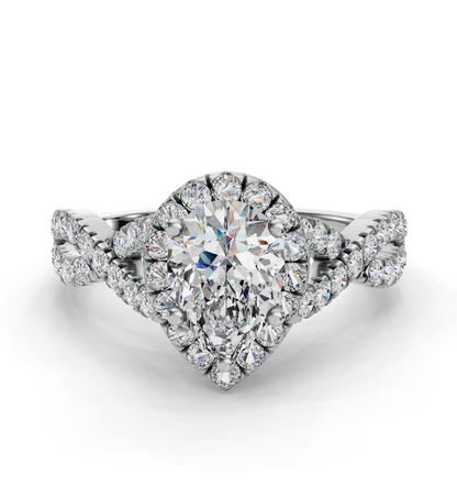 PEAR NATURE INSPIRED HALO RING