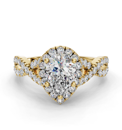 PEAR NATURE INSPIRED HALO RING