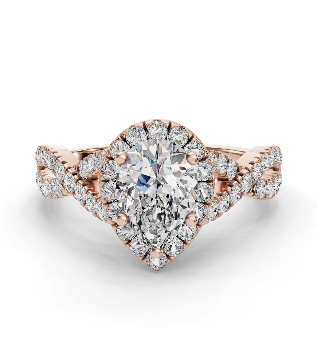 PEAR NATURE INSPIRED HALO RING
