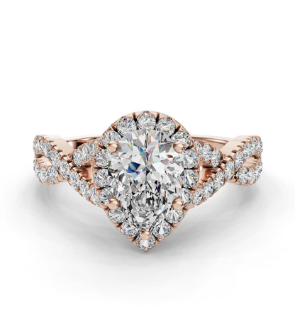 PEAR NATURE INSPIRED HALO RING
