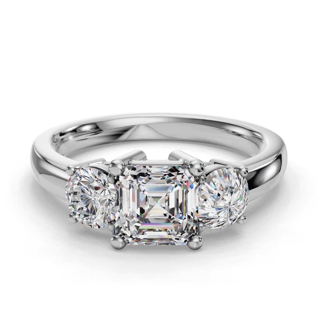 ASSCHER 3 STONE RING