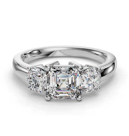 ASSCHER 3 STONE RING