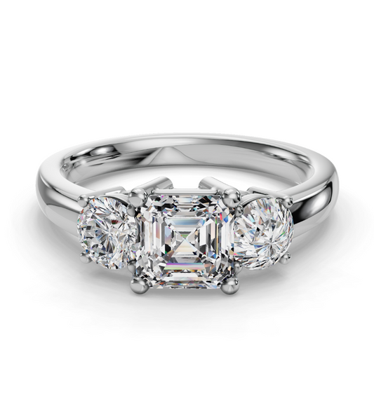 ASSCHER 3 STONE RING
