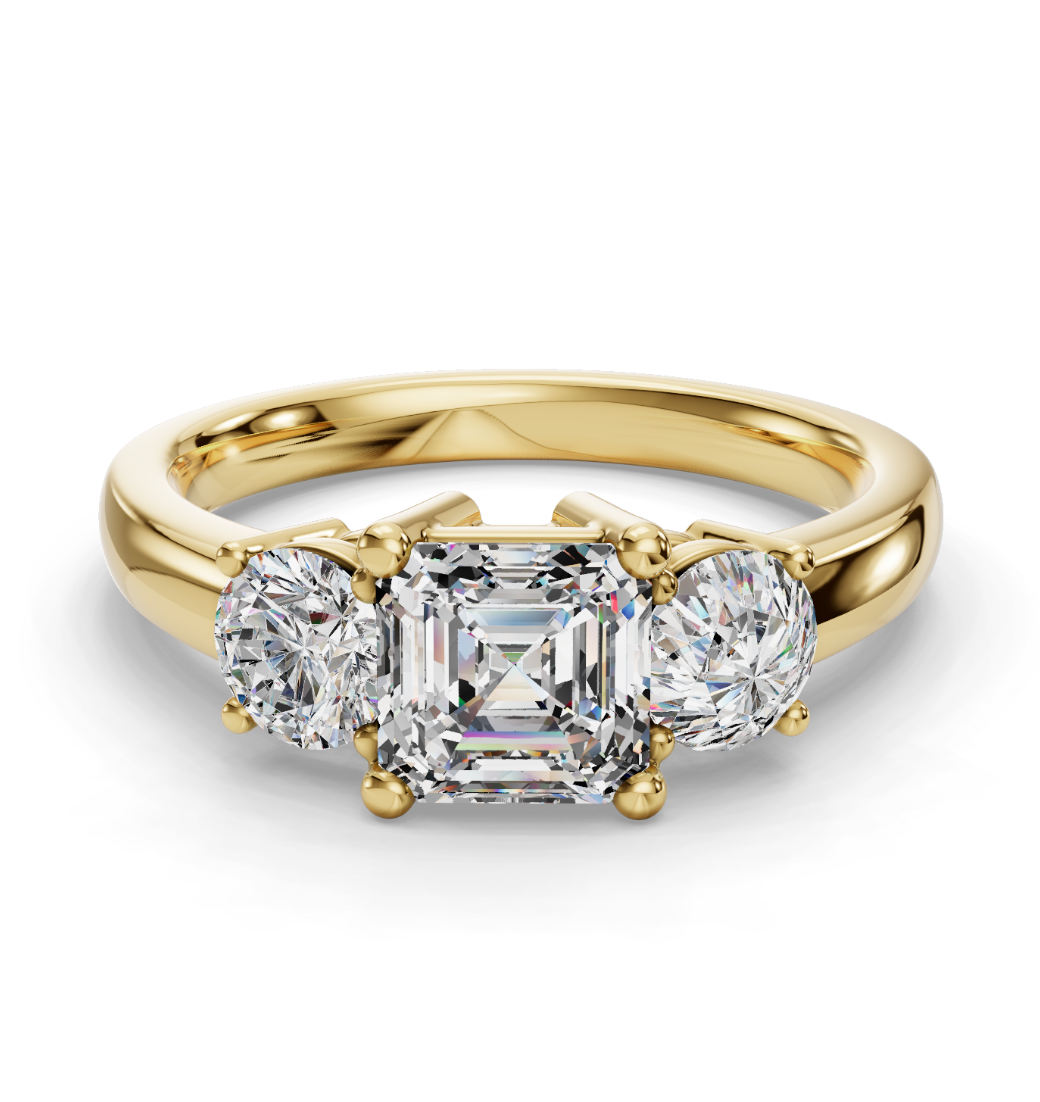 ASSCHER 3 STONE RING