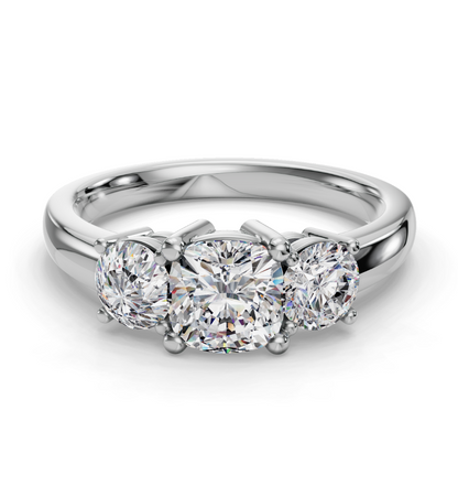 CUSHION 3 STONE RING