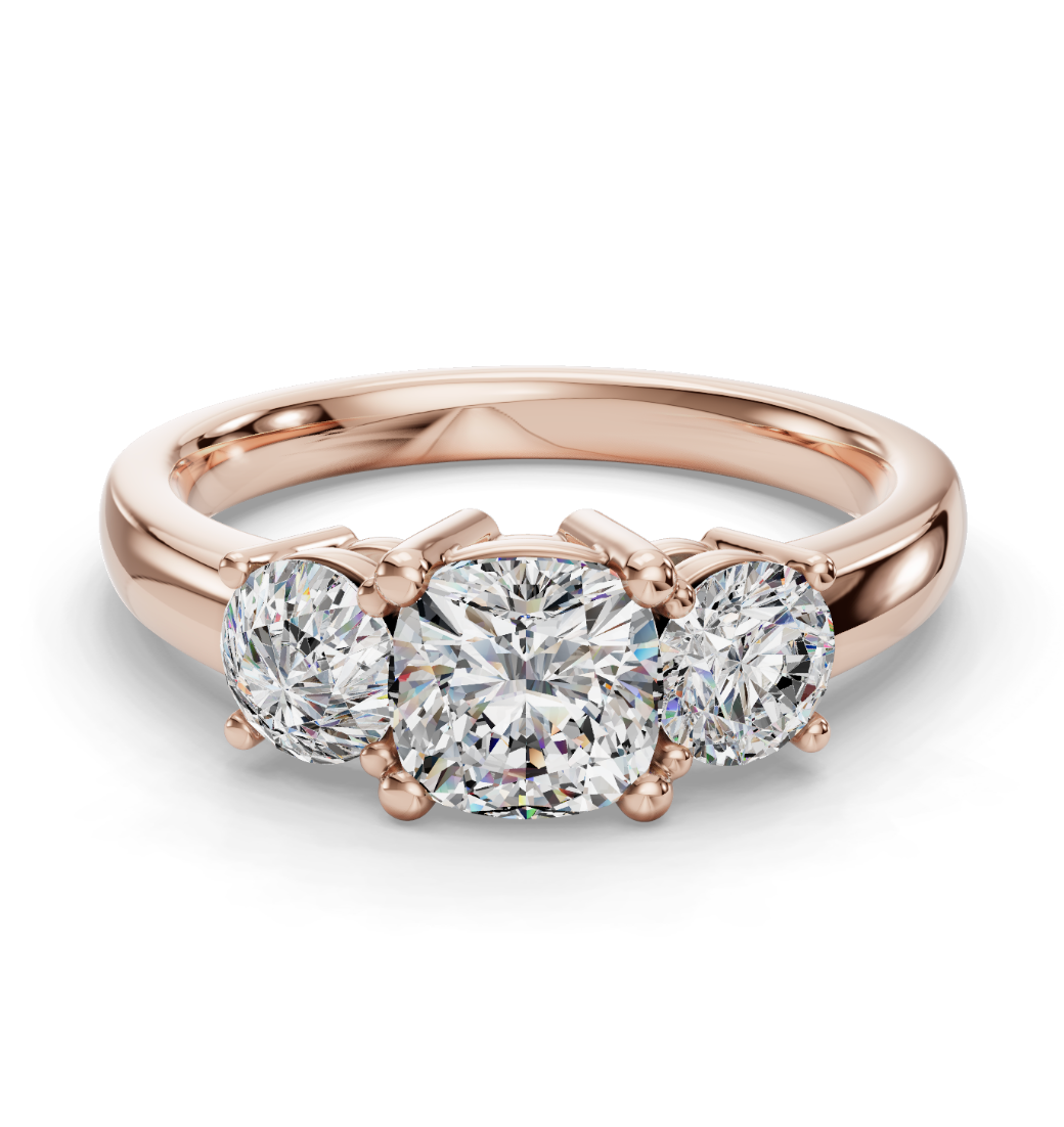 CUSHION 3 STONE RING