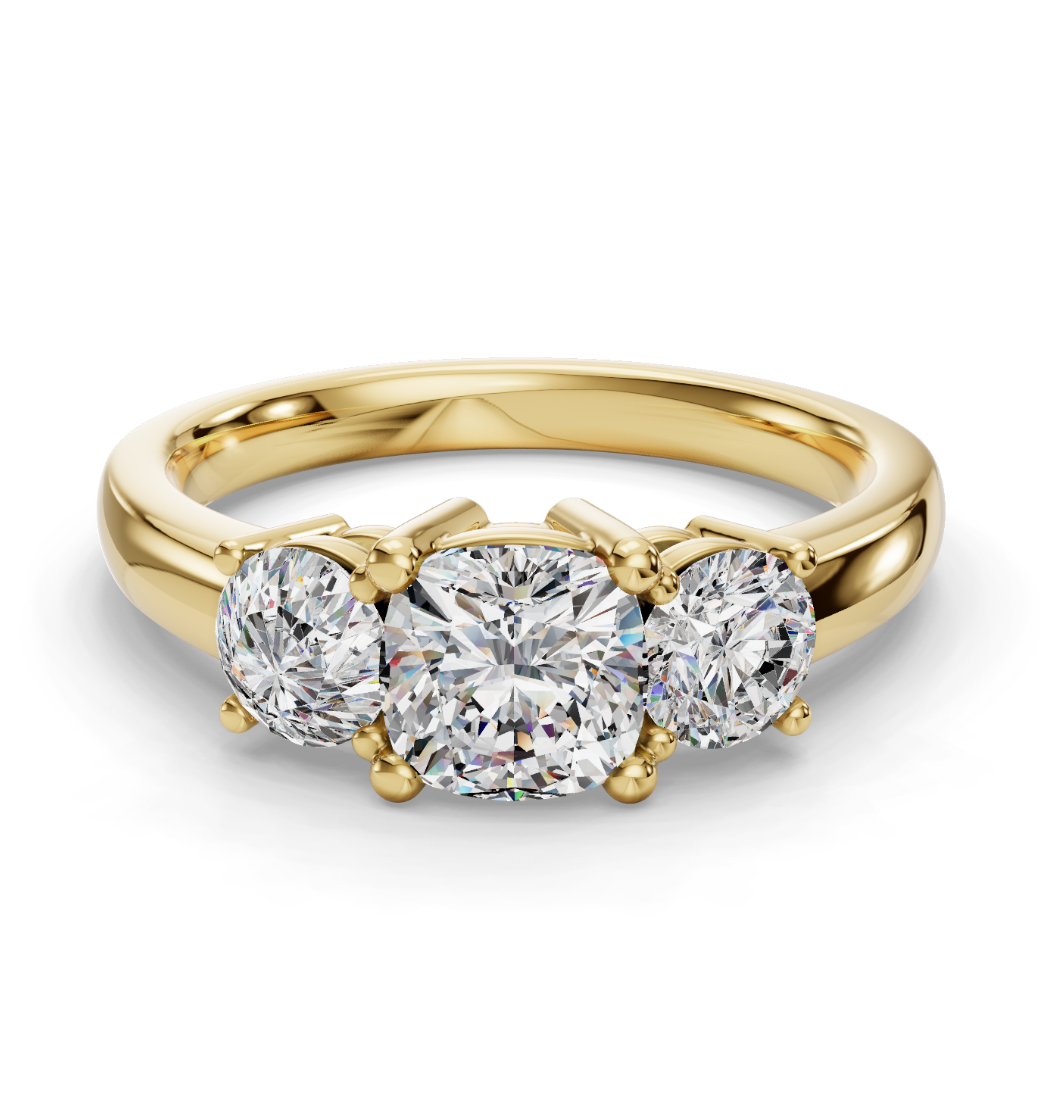 CUSHION 3 STONE RING