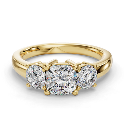 CUSHION 3 STONE RING