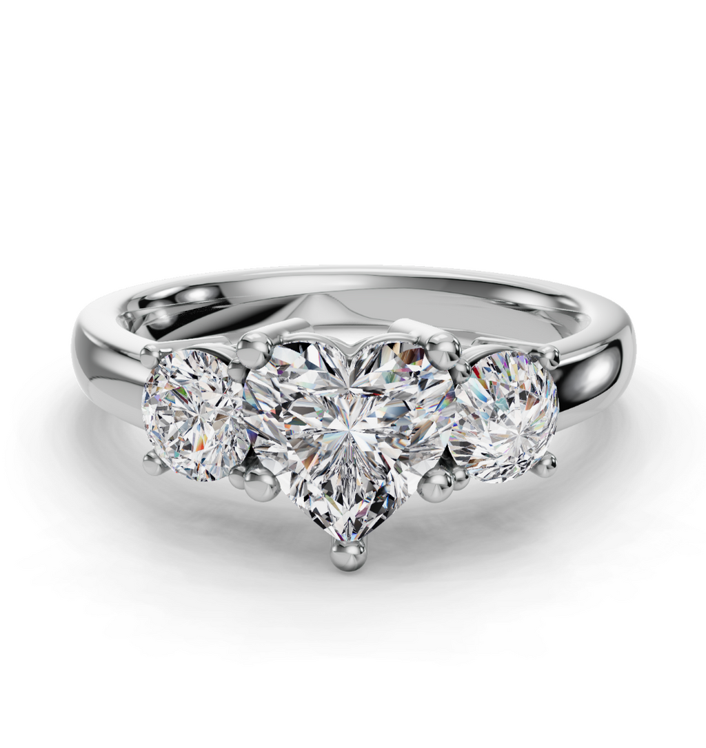 HEART 3 STONE RING