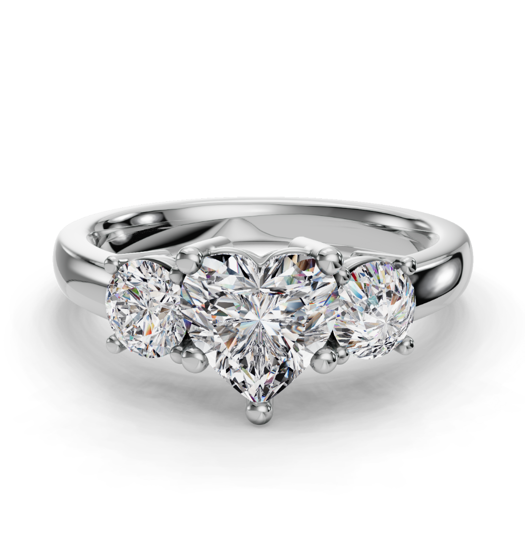 HEART 3 STONE RING