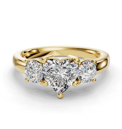 HEART 3 STONE RING