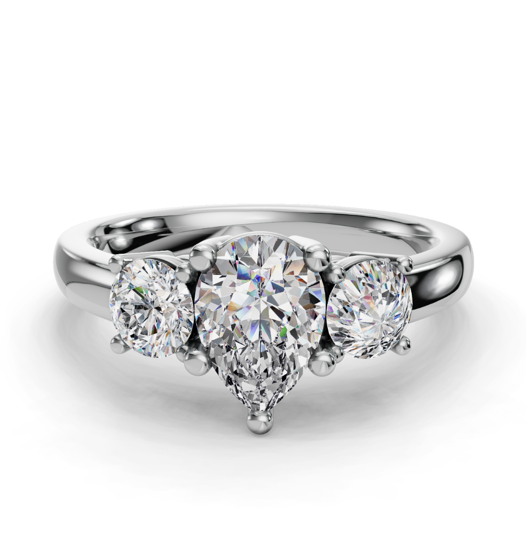 PEAR 3 STONE RING