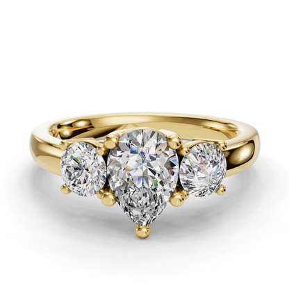 PEAR 3 STONE RING