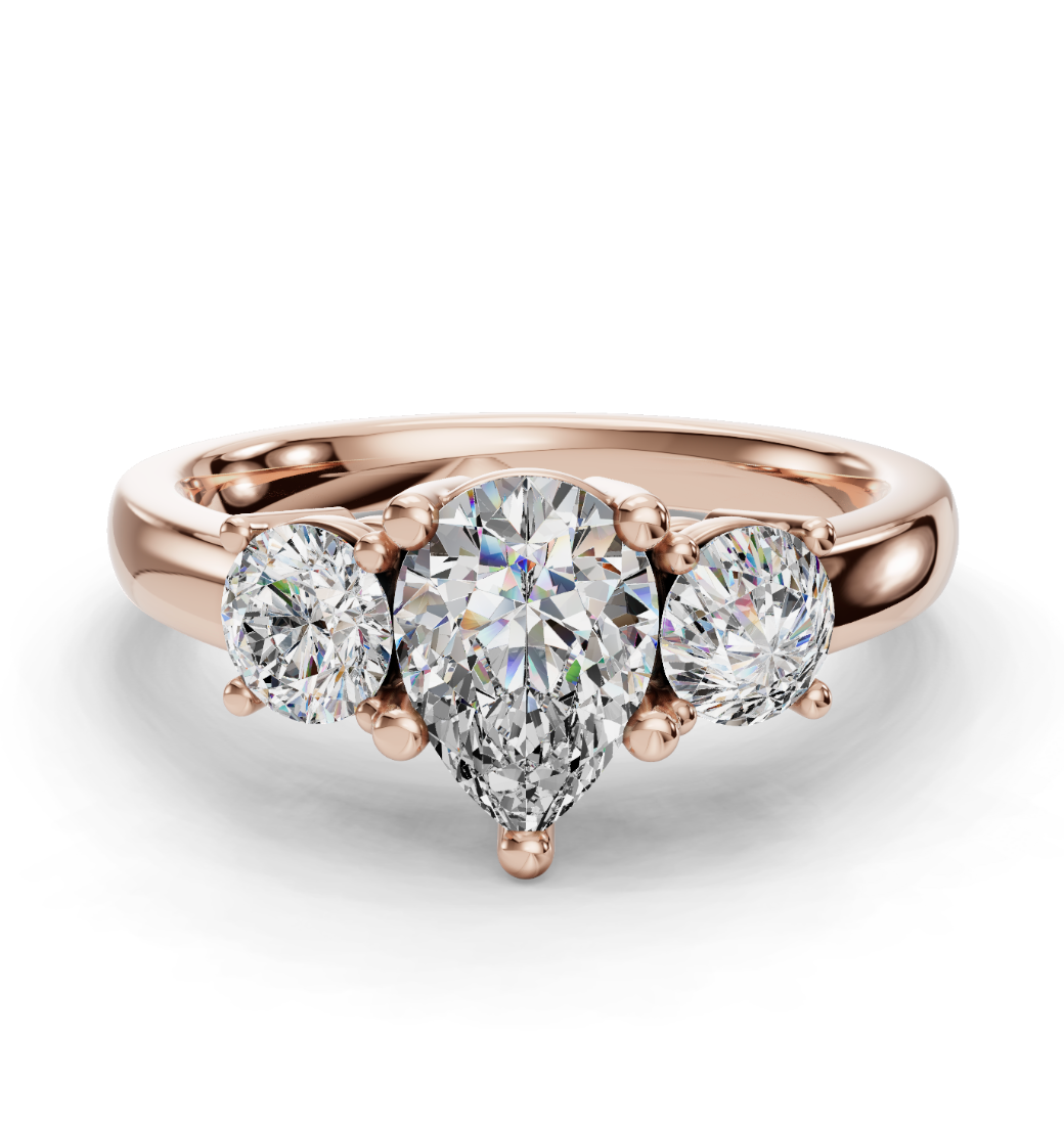 PEAR 3 STONE RING