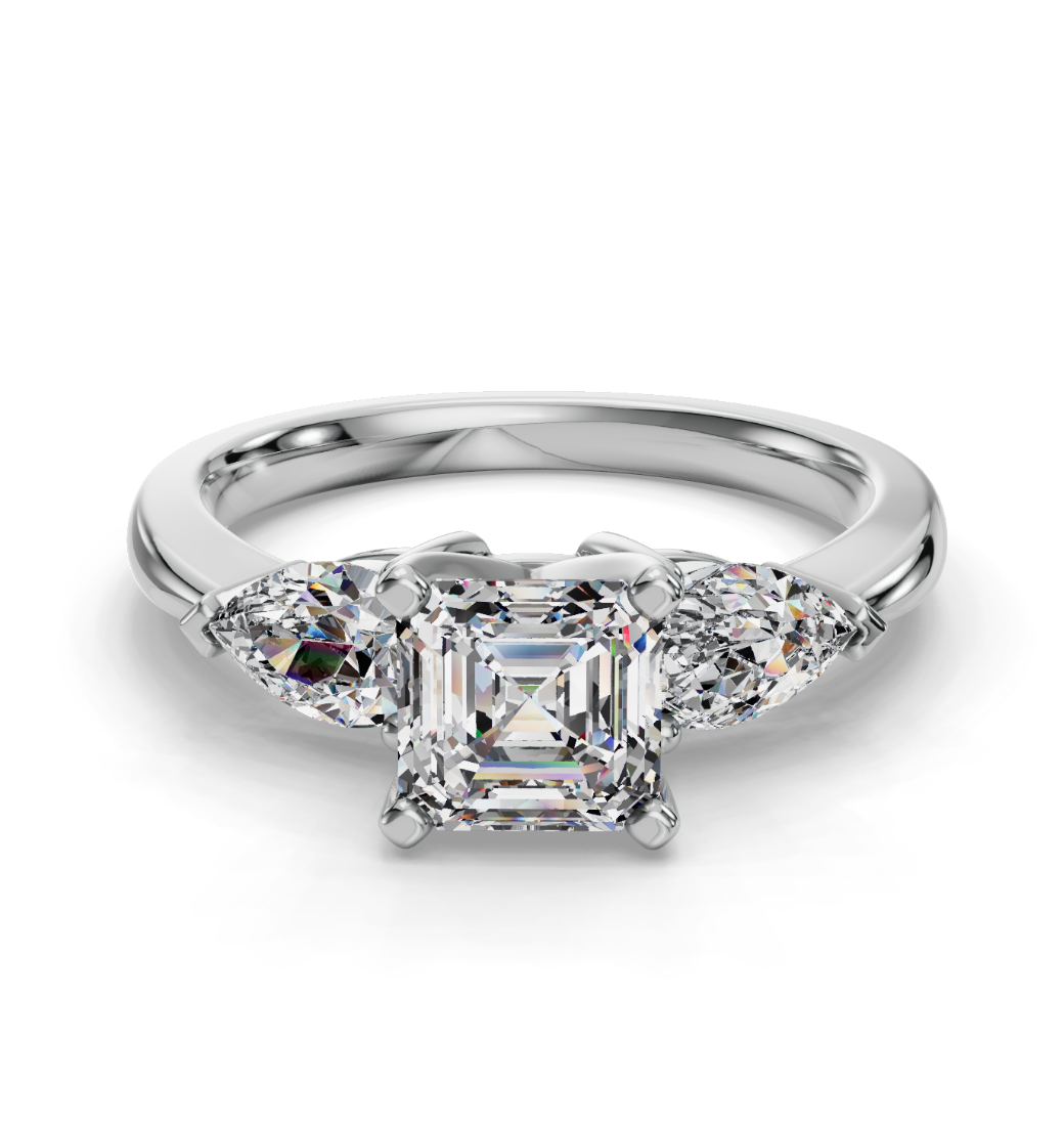 ASSCHER 3 STONE RING