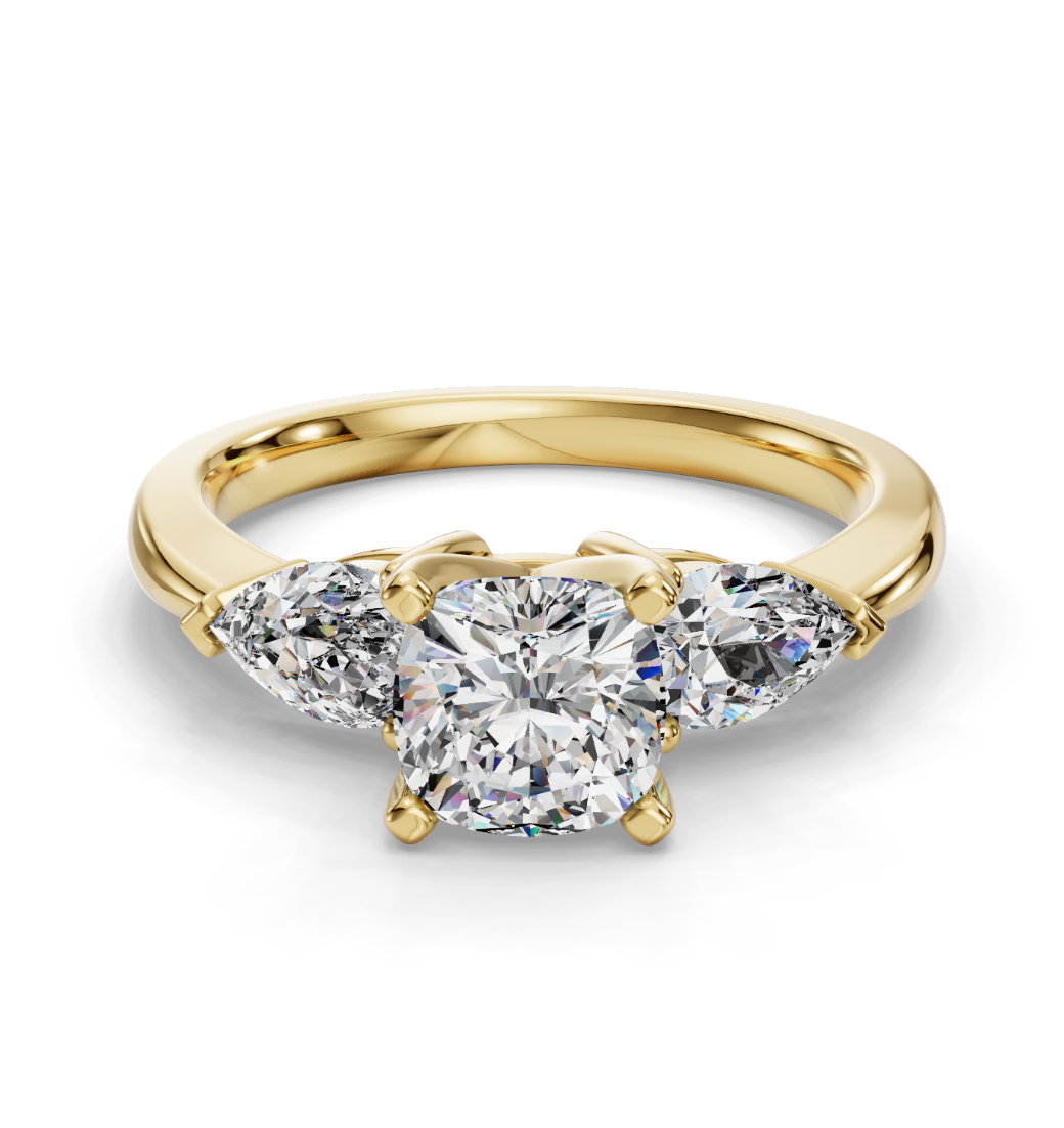 CUSHION 3 STONE RING